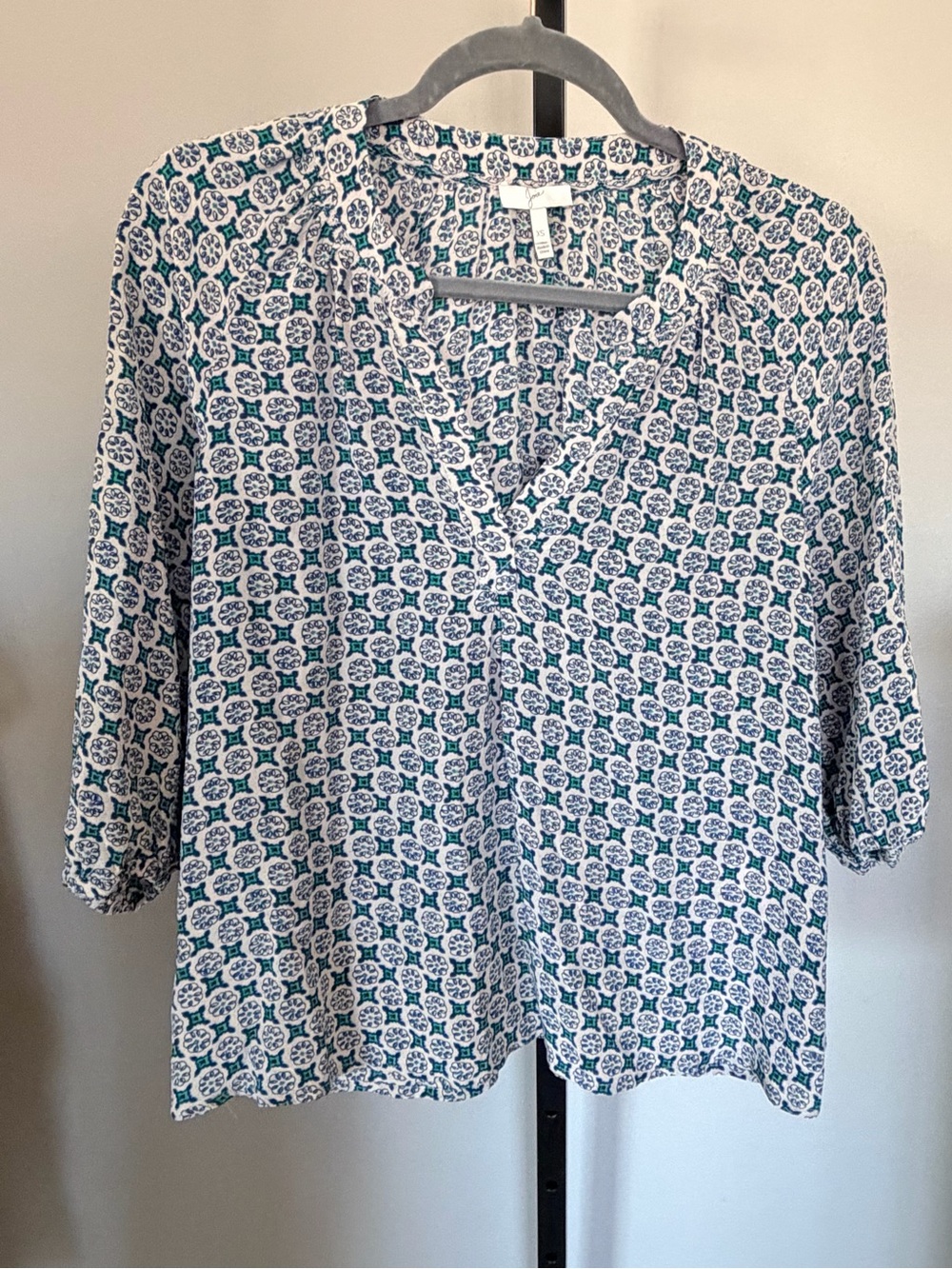 Joie Silk Blue and Green Printed Women's Top - XS